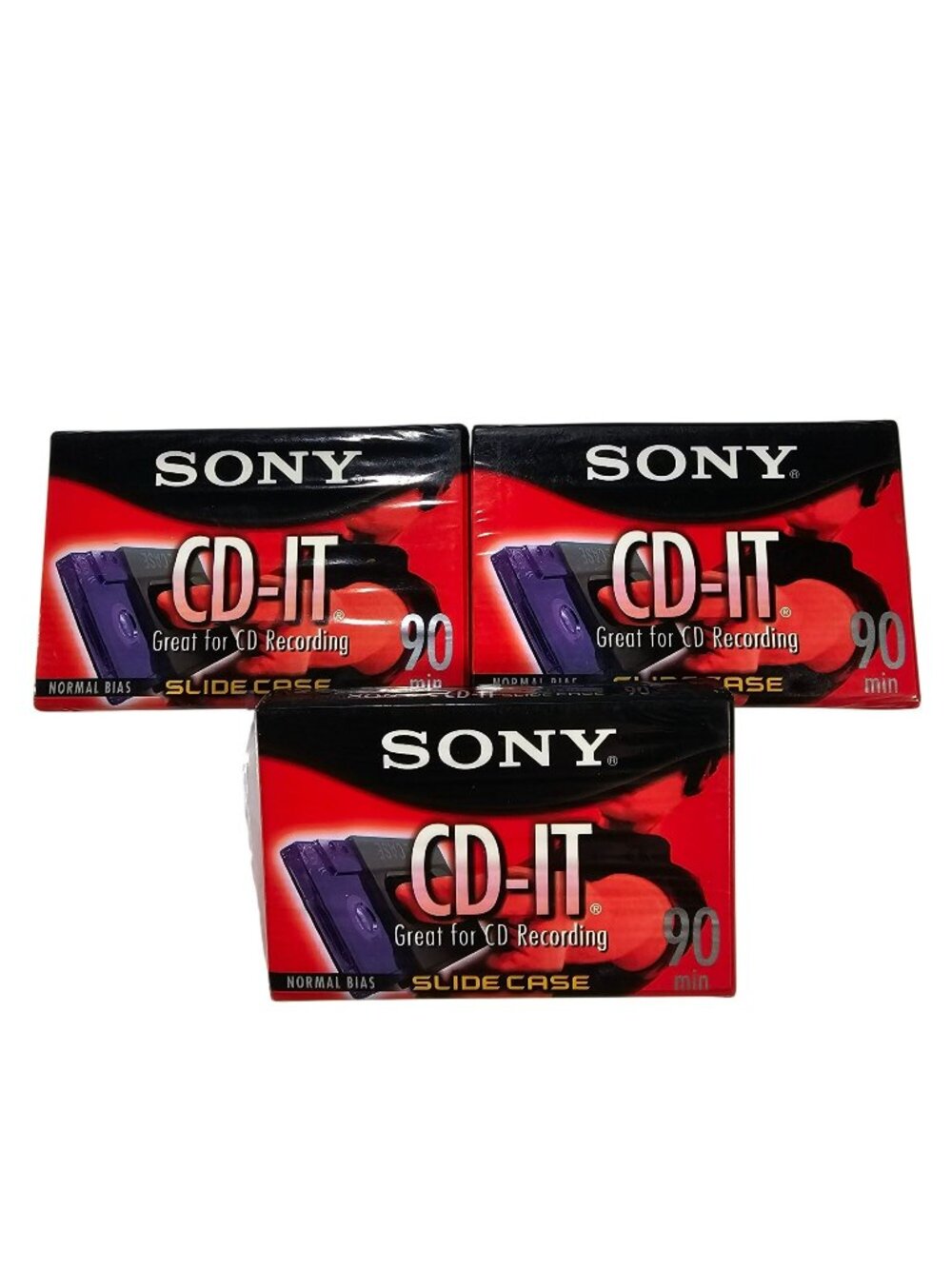Sony CD-IT 90min PURPLE Blank Audio Cassette Tapes 3pk Slide Case Normal Bias